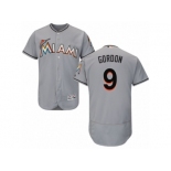 Men's Majestic Miami Marlins #9 Dee Gordon Grey Flexbase Authentic Collection MLB Jersey