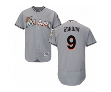 Men's Majestic Miami Marlins #9 Dee Gordon Grey Flexbase Authentic Collection MLB Jersey