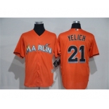 Men's Miami Marlins #21 Christian Yelich Majestic Orange Cool Base Player Jersey