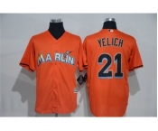 Men's Miami Marlins #21 Christian Yelich Majestic Orange Cool Base Player Jersey