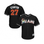 Men's Miami Marlins #27 Giancarlo Stanton Majestic Black Cool Base Player Jersey