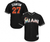 Men's Miami Marlins #27 Giancarlo Stanton Majestic Black Cool Base Player Jersey