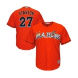 Men's Miami Marlins #27 Giancarlo Stanton Majestic Orange Cool Base Player Jersey