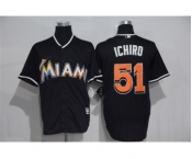 Men's Miami Marlins #51 Ichiro Suzuki Majestic Black Cool Base Player Jersey