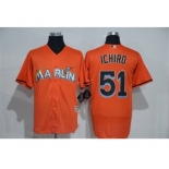 Men's Miami Marlins #51 Ichiro Suzuki Majestic Orange Cool Base Player Jersey