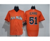 Men's Miami Marlins #51 Ichiro Suzuki Majestic Orange Cool Base Player Jersey