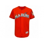 Men's Miami Marlins Majestic Alternate Blank Fire Red Flex Base Authentic Collection Team Jersey