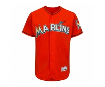 Men's Miami Marlins Majestic Alternate Blank Fire Red Flex Base Authentic Collection Team Jersey