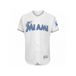 Men's Miami Marlins Majestic Blank White Fashion 2016 Father's Day Flex Base Team Jersey