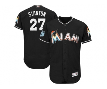 Miami Marlins #27 Giancarlo Stanton Black 2017 Spring Training Flexbase Authentic Collection Stitched Baseball Jersey