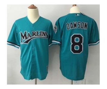 Mitchell And Ness 1995 Miami Marlins #8 Andre Dawson Green Throwback Stitched MLB Jersey