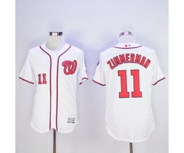 Men Washington Nationals #11 Ryan Zimmerman Majestic White Flexbase Authentic Collection Player Jersey