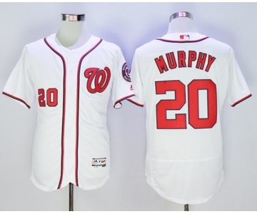 Men Washington Nationals #20 Daniel Murphy Majestic White Flexbase Authentic Collection Player Jersey