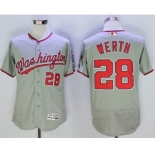 Men Washington Nationals #28 jayson werth Majestic Grey Flexbase Authentic Collection Player Jersey