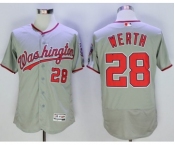 Men Washington Nationals #28 jayson werth Majestic Grey Flexbase Authentic Collection Player Jersey