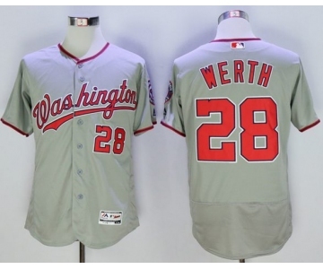 Men Washington Nationals #28 jayson werth Majestic Grey Flexbase Authentic Collection Player Jersey