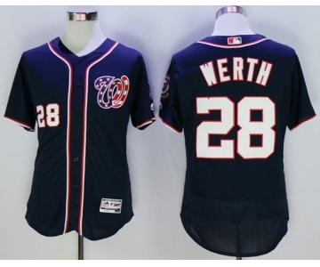 Men Washington Nationals #28 jayson werth Majestic Navy Blue Flexbase Authentic Collection Player Jersey