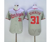 Men Washington Nationals #31 Max Scherzer Majestic Grey Flexbase Authentic Collection Player Jersey