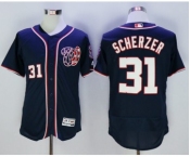 Men Washington Nationals #31 Max Scherzer Majestic Navy Blue Flexbase Authentic Collection Player Jersey