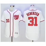 Men Washington Nationals #31 Max Scherzer Majestic White Flexbase Authentic Collection Player Jersey