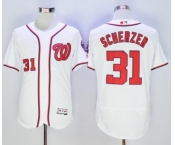 Men Washington Nationals #31 Max Scherzer Majestic White Flexbase Authentic Collection Player Jersey