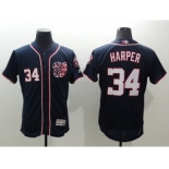 Men Washington Nationals #34 Bryce Harper Majestic Navy Blue Flexbase Authentic Collection Team Jersey