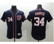 Men Washington Nationals #34 Bryce Harper Majestic Navy Blue Flexbase Authentic Collection Team Jersey