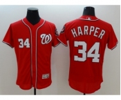 Men Washington Nationals #34 Bryce Harper Majestic Red Flexbase Authentic Collection Team Jersey