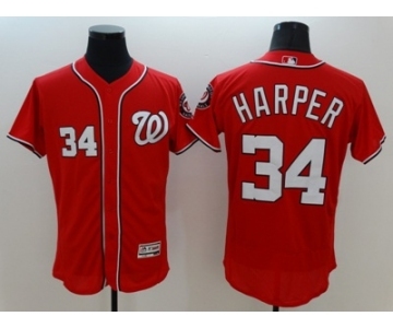 Men Washington Nationals #34 Bryce Harper Majestic Red Flexbase Authentic Collection Team Jersey