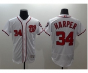 Men Washington Nationals #34 Bryce Harper Majestic White Flexbase Authentic Collection Player Jersey