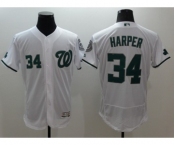 Men Washington Nationals #34 Bryce Harper Majestic White Green Flexbase Authentic Collection Player Jersey