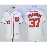 Men Washington Nationals #37 Stephen Strasburg Majestic White Flexbase Authentic Collection Player Jersey