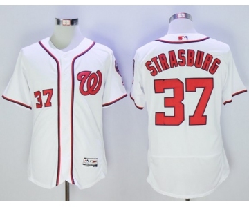 Men Washington Nationals #37 Stephen Strasburg Majestic White Flexbase Authentic Collection Player Jersey