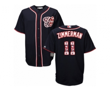 Men's Majestic Washington Nationals #11 Ryan Zimmerman Authentic Navy Blue Team Logo Fashion Cool Base MLB Jersey