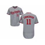 Men's Majestic Washington Nationals #11 Ryan Zimmerman Grey Flexbase Authentic Collection MLB Jersey