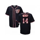 Men's Majestic Washington Nationals #14 Chris Heisey Authentic Navy Blue Team Logo Fashion Cool Base MLB Jersey