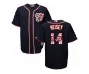 Men's Majestic Washington Nationals #14 Chris Heisey Authentic Navy Blue Team Logo Fashion Cool Base MLB Jersey