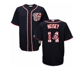 Men's Majestic Washington Nationals #14 Chris Heisey Authentic Navy Blue Team Logo Fashion Cool Base MLB Jersey