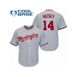 Men's Majestic Washington Nationals #14 Chris Heisey Replica Grey Road Cool Base MLB Jersey