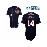 Men's Majestic Washington Nationals #14 Chris Heisey Replica Navy Blue Alternate 2 Cool Base MLB Jersey