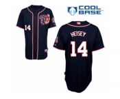 Men's Majestic Washington Nationals #14 Chris Heisey Replica Navy Blue Alternate 2 Cool Base MLB Jersey