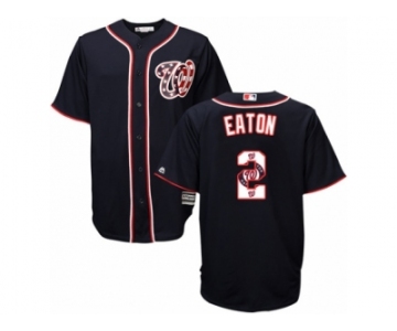 Men's Majestic Washington Nationals #2 Adam Eaton Authentic Navy Blue Team Logo Fashion Cool Base MLB Jersey