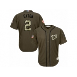 Men's Majestic Washington Nationals #2 Adam Eaton Replica Green Salute to Service MLB Jersey