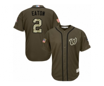 Men's Majestic Washington Nationals #2 Adam Eaton Replica Green Salute to Service MLB Jersey