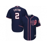 Men's Majestic Washington Nationals #2 Adam Eaton Replica Navy Blue Alternate 2 Cool Base MLB Jersey