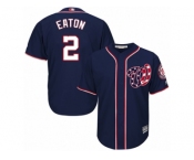 Men's Majestic Washington Nationals #2 Adam Eaton Replica Navy Blue Alternate 2 Cool Base MLB Jersey