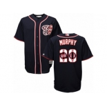 Men's Majestic Washington Nationals #20 Daniel Murphy Authentic Navy Blue Team Logo Fashion Cool Base MLB Jersey