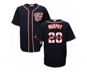 Men's Majestic Washington Nationals #20 Daniel Murphy Authentic Navy Blue Team Logo Fashion Cool Base MLB Jersey