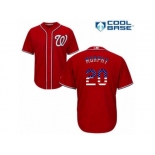 Men's Majestic Washington Nationals #20 Daniel Murphy Authentic Red USA Flag Fashion MLB Jersey