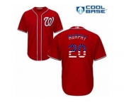 Men's Majestic Washington Nationals #20 Daniel Murphy Authentic Red USA Flag Fashion MLB Jersey